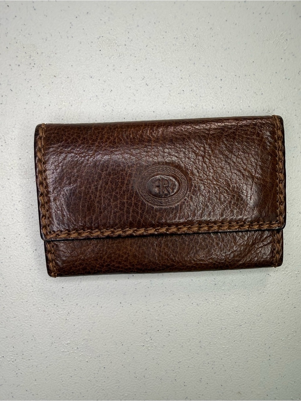 Francesco Remolo Italian Brown Genuine Leather Tri-fold Key Wallet Holder Hook